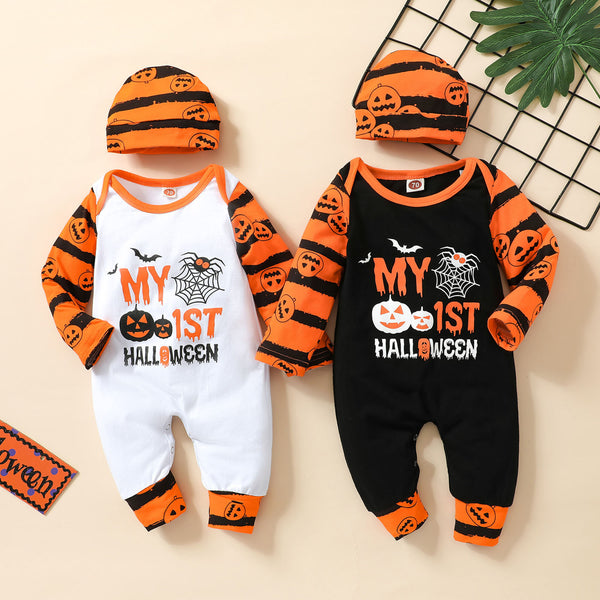 Halloween Baby Children's Costume One-piece Romper Romper Print Letter Long Leg Romper